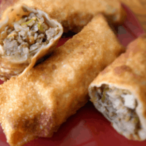 egg rolls red plate
