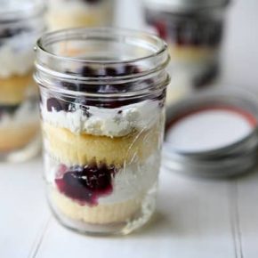 Vanilla Cupcakes, Blueberry and Whipped Topping Jar Parfaits  2