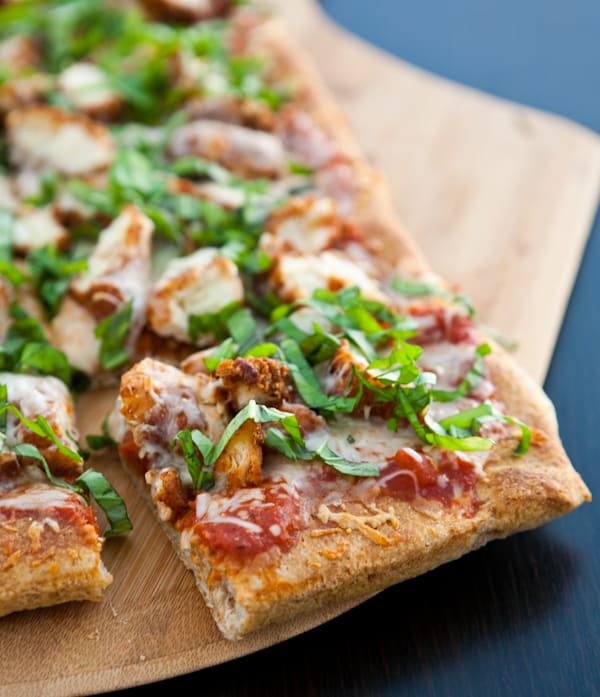 pizza on cutting board
