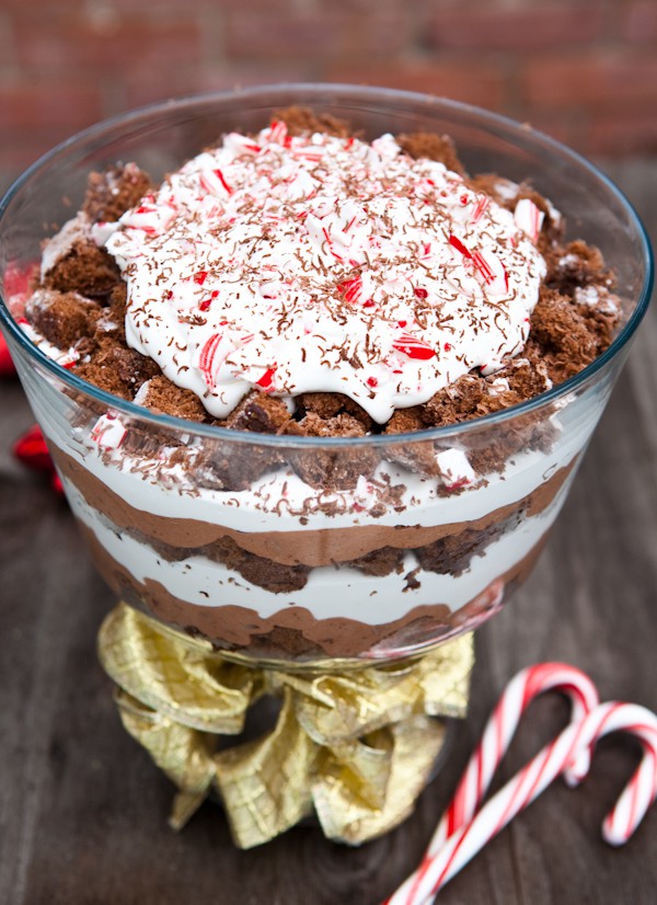 Chocolate Peppermint Trifle with gold bow