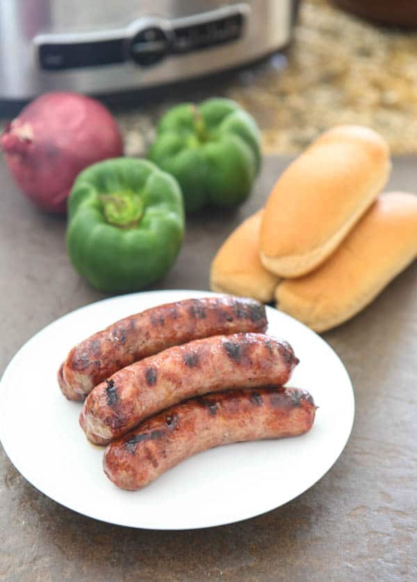 sausages on white plate