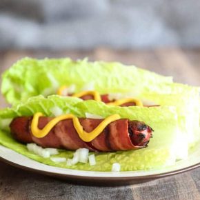 Turkey Bacon Wrapped Hot Dogs in Lettuce Wraps 2