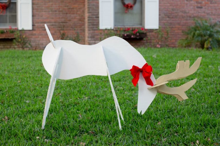 Eclectic Recipes Christmas Reindeer and Angel Wooden Yard Decorations DIY