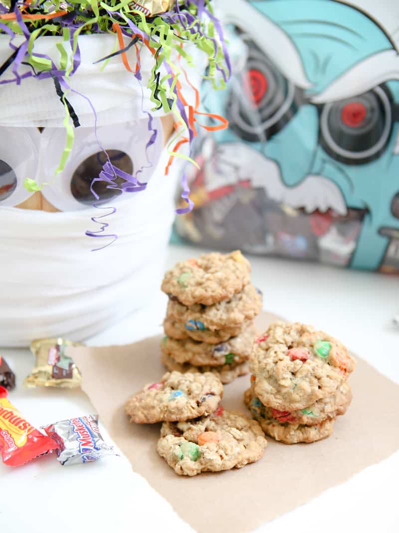monster bucket and cookies