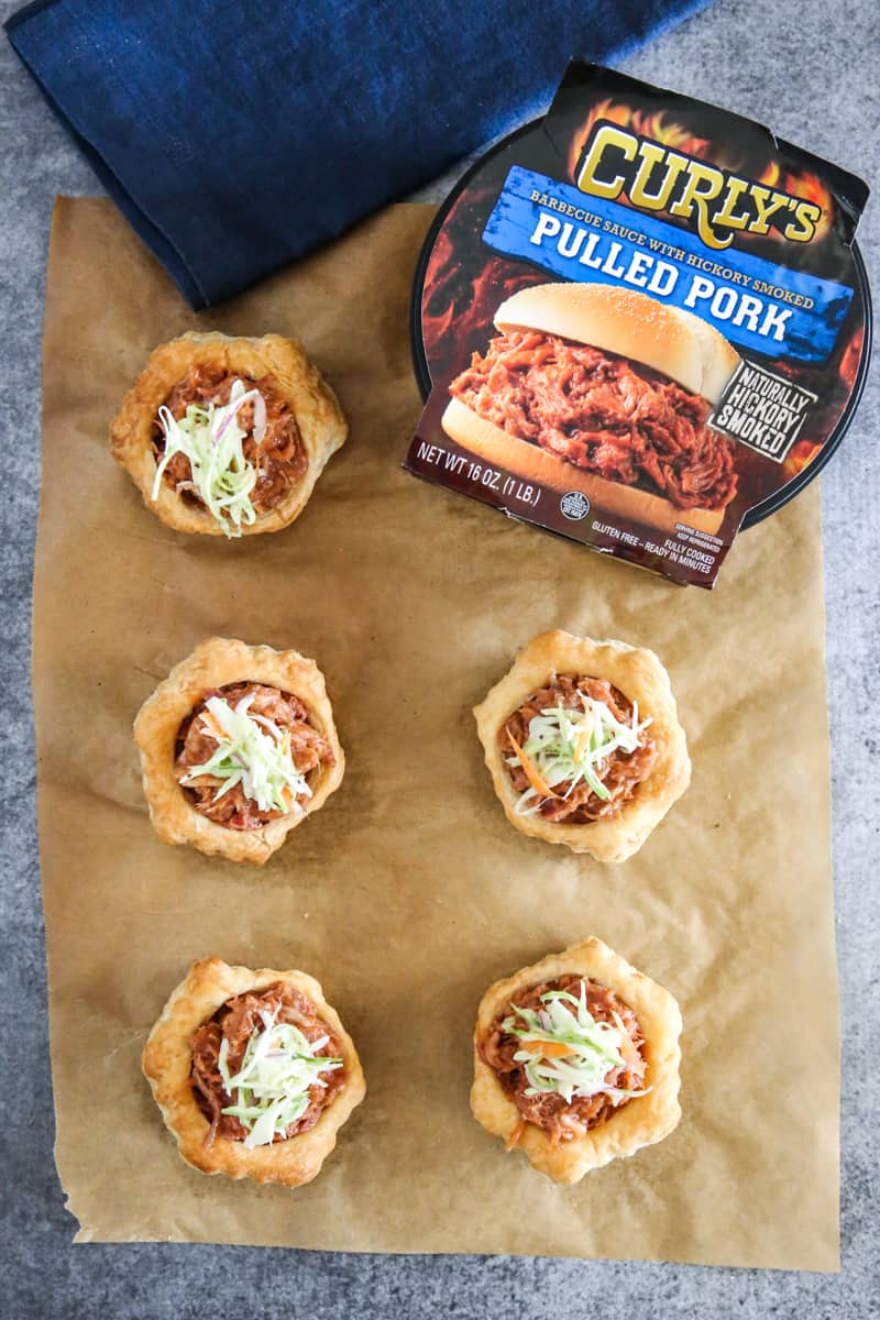 curly pulled pork with appetizers