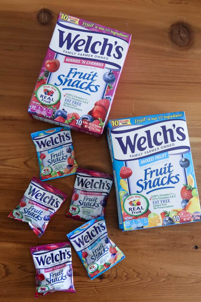overhead view of welch's fruit snacks