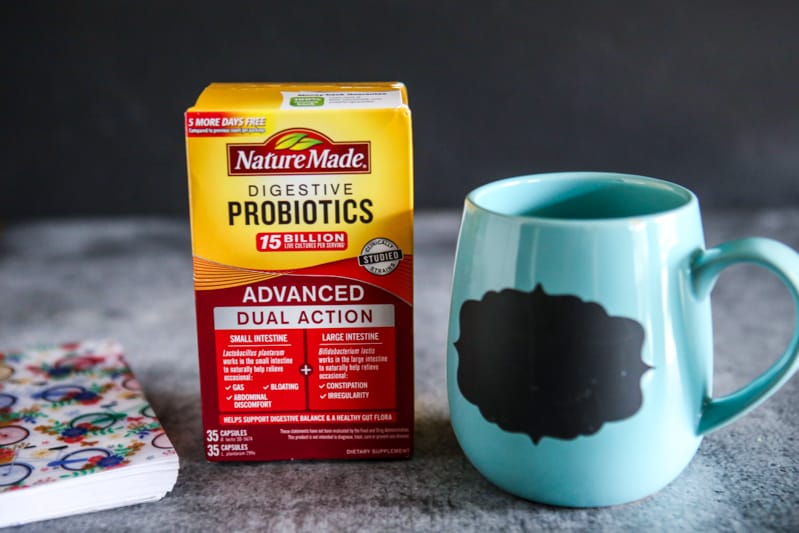 probiotics and coffee mug