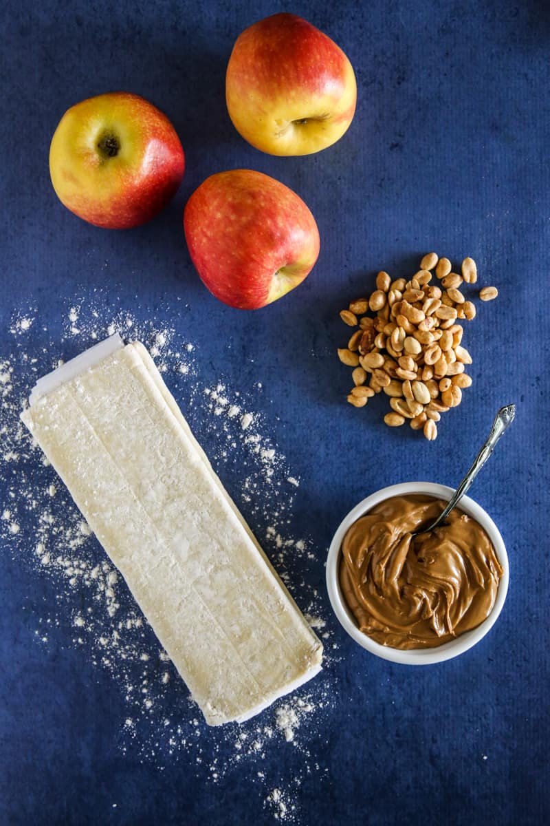 ingredients for apple peanut butter tart 
