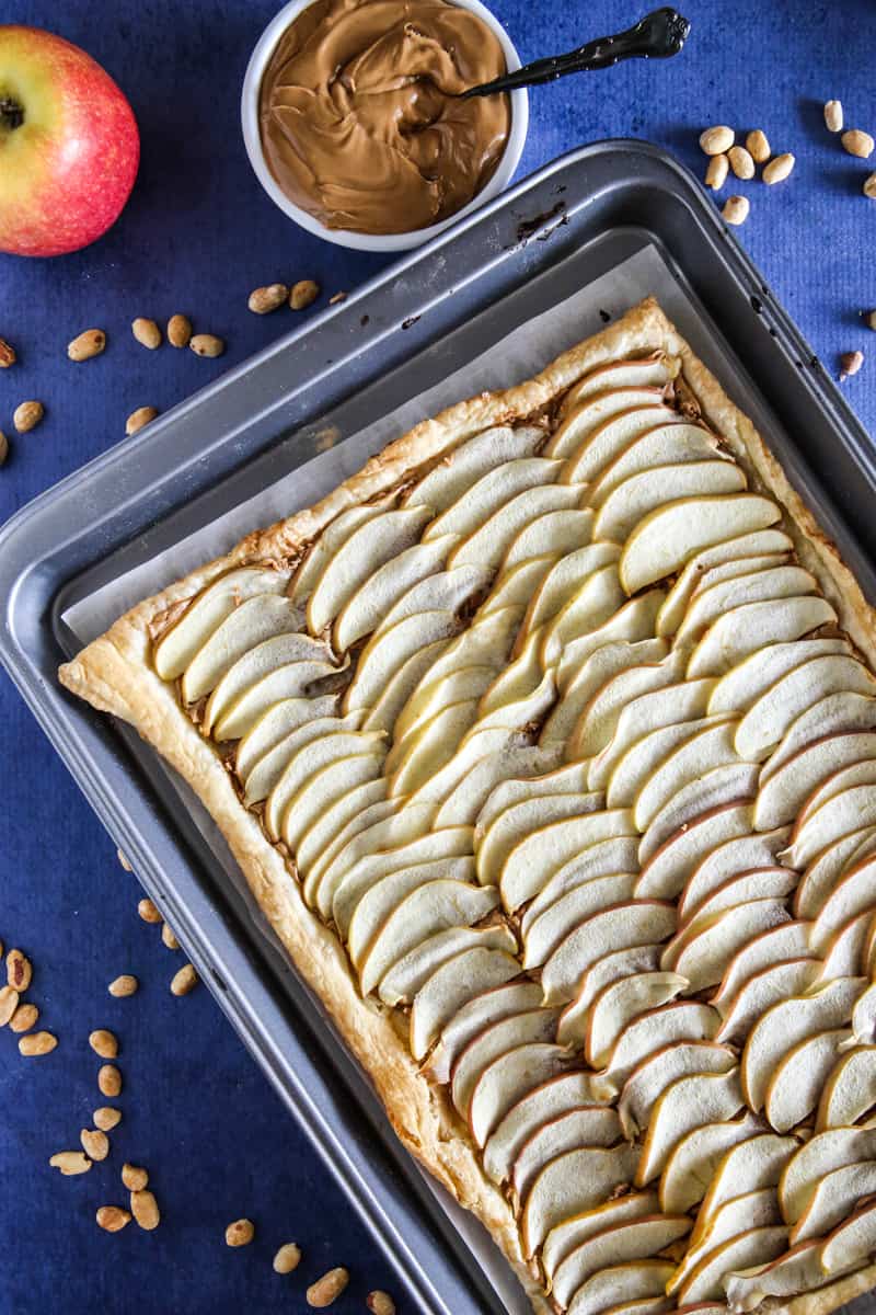 apple peanut butter tart fresh out of oven
