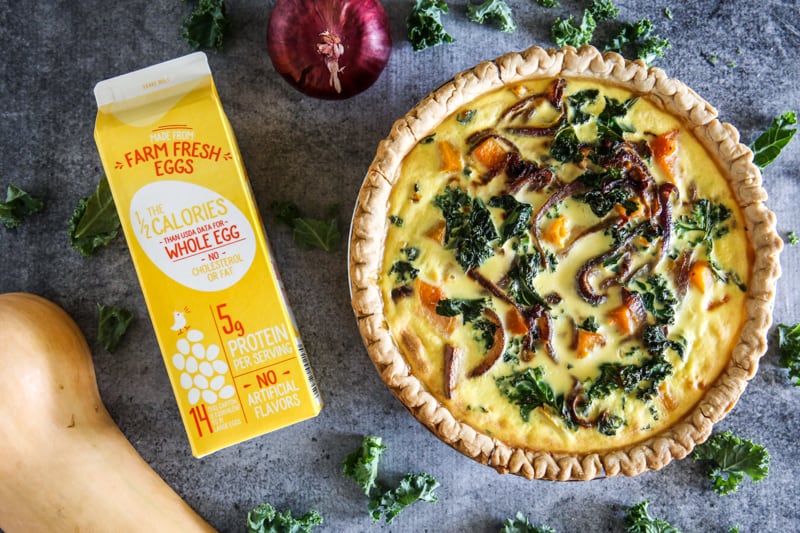 butternut squash quiche with carton of egg beaters