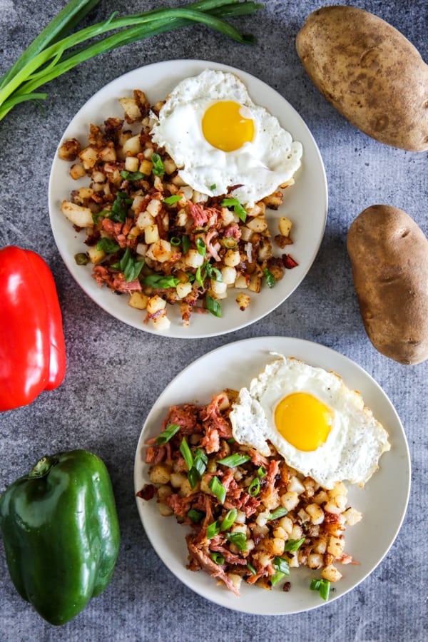 bbq rig hash with sunny side up eggs